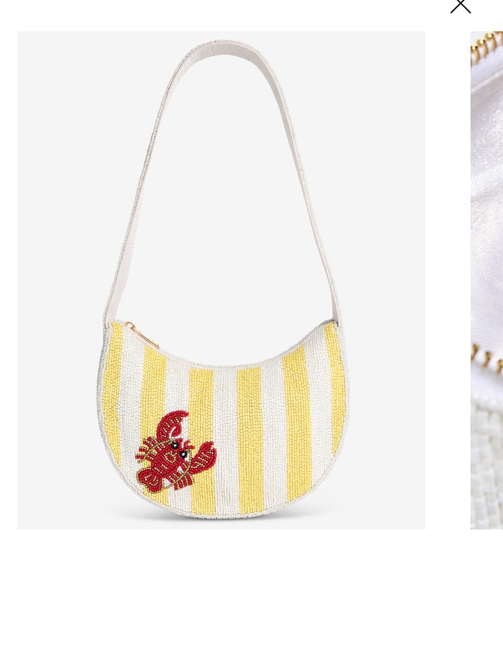 Beaded Yellow & White Striped Lobster Shoulder Bag - NWT